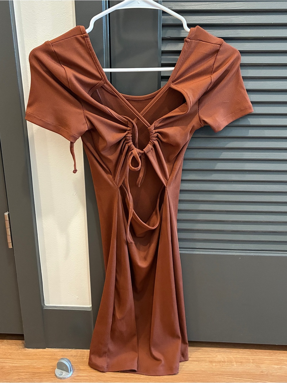 Cotton On Rust Brown Backless Drawstring Cutout Dress